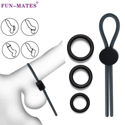 Male Penis Rings Adjustable Cock Ring Rope Delay Ejaculation Scrotal Binding Ball Stretcher Silicone Cockring Sex Toys For Men