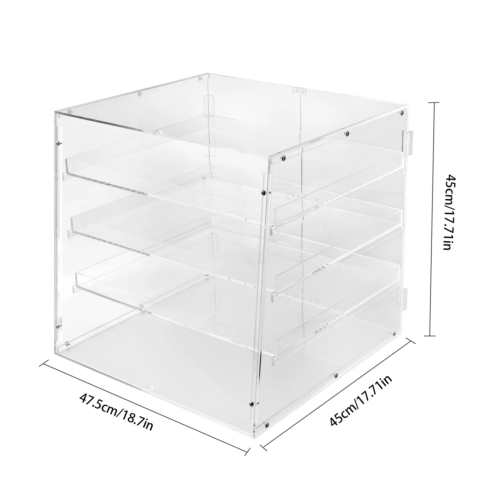 18.7×17.71×17.71 inci Kotak Display Akrilik 3 Tingkat 4mm Kotak Display Kue dan Pastry dengan Sekrup Stainless Steel 304