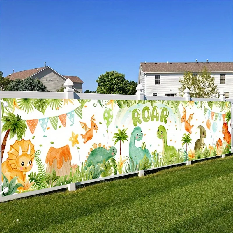 Dinosaurier-Geburtstagsbanner – lebendige Party-Dekoration mit antikem Thema aus Polyester, Jurassic Celebration Event