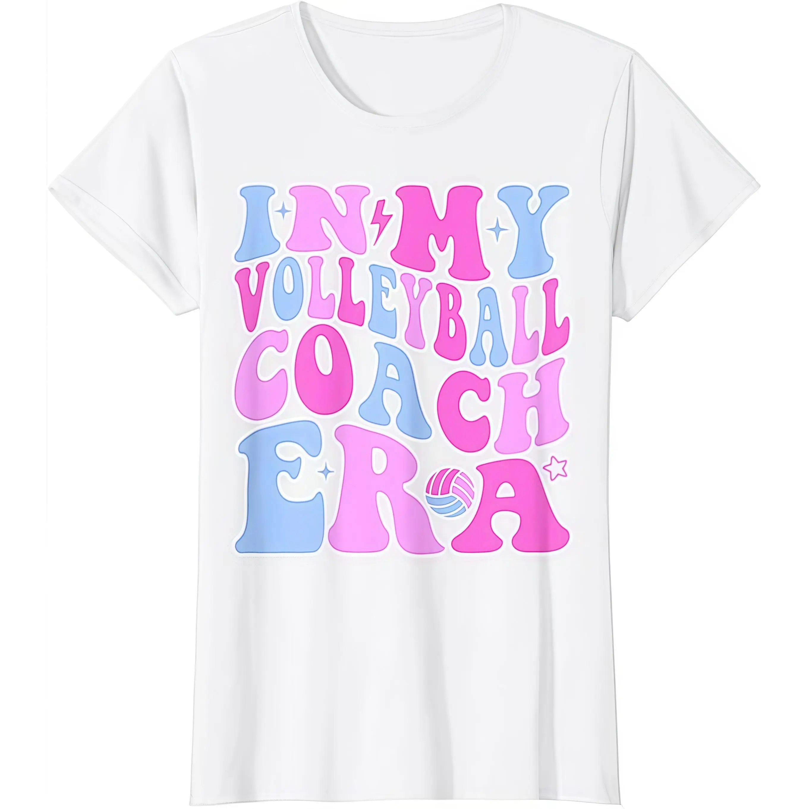 

Women's Volleyball Coach T-Shirt "In My Era" Retro Bubble Letters Tee Sports Coach Gift Trainer Graphic Top