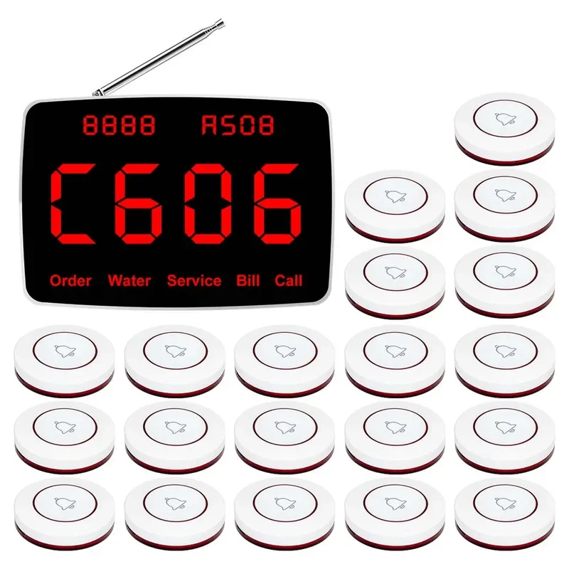 QWICALL Wireless Waiter Calling System Restaurant Pager 20 Pcs Call Button Customer Service for Hookah Cafe