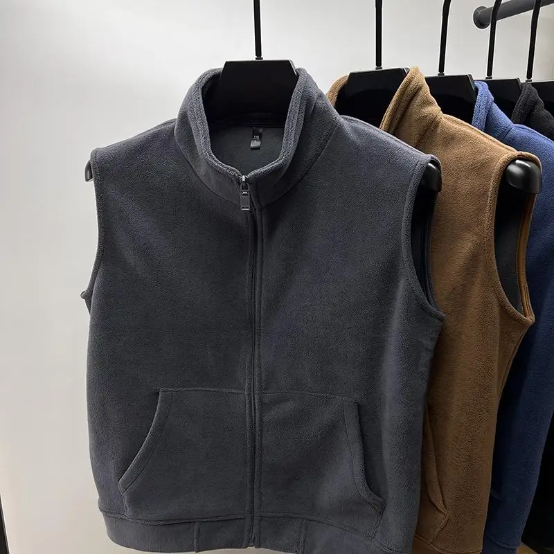 

Double-Sided Fce Zipper Jaet Thiened Warm Svel Autumn Winter Men's Vest Faionable Casual Sle Youth ular