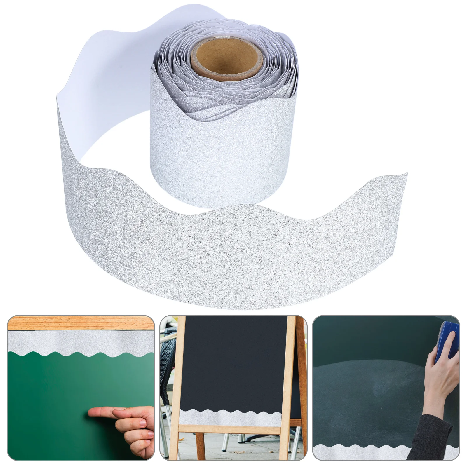 

2 Rolls Glitter Blackboard Borders Classroom Decorative Scalloped Bulletin Trim Glitter Edges School Office Bulletin Board Decor