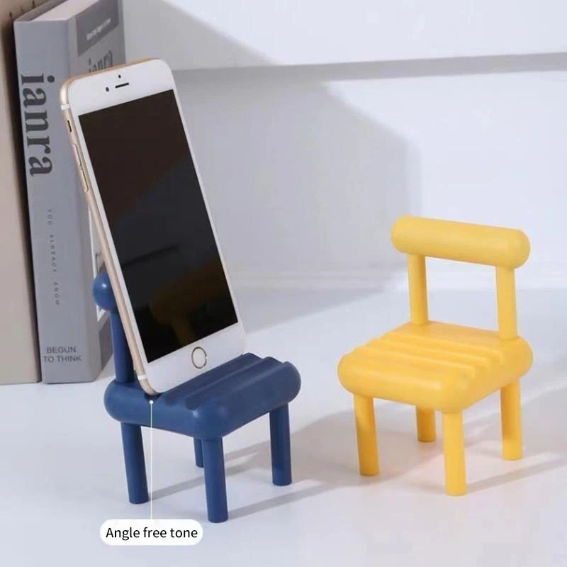 Phone Holder Small Chair Stool Lazy Person Mobile Phone Rack Cute Desktop Phablet Bracket Mini Detachable Gift Decoration