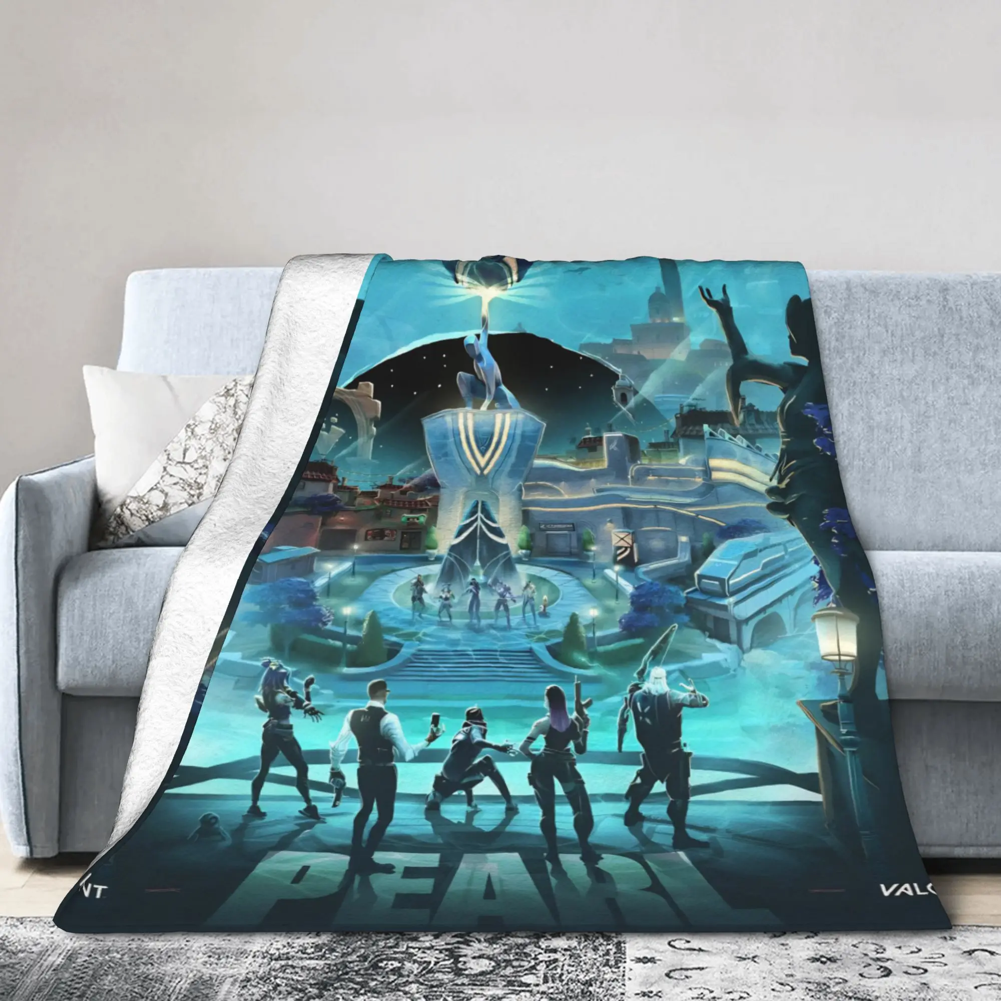 Valorant Shotting Games Blanket Cartoon Wool Funny Warm Throw Blankets for Chair Covering Sofa Autumn/Winter Couch