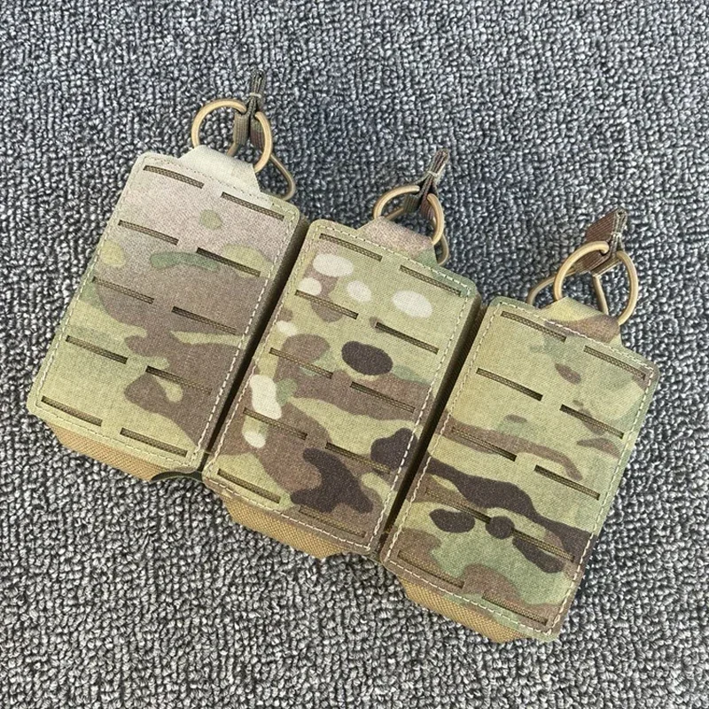 

Тактический подсумок для магазинов Molle 5.56/7.62, для страйкбола, с лазерной резкой, тройной, открытый, для стрельбы