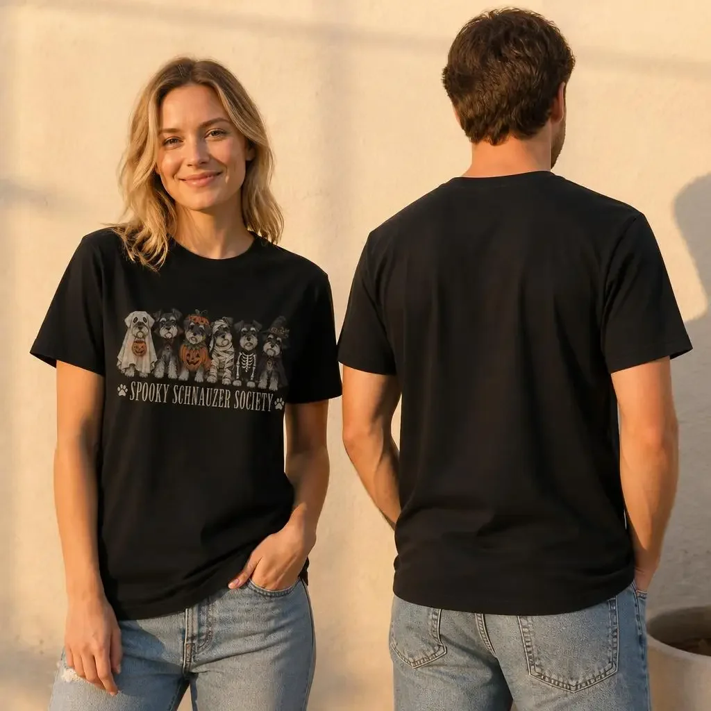 Lustige Gruselige Schnauzer Society Boo Skelett Hunde Geister T-Shirts Lässige T-Shirts Kurzarm Rundhals T-Shirt Reine Baumwolle Oberteile – Detail 3