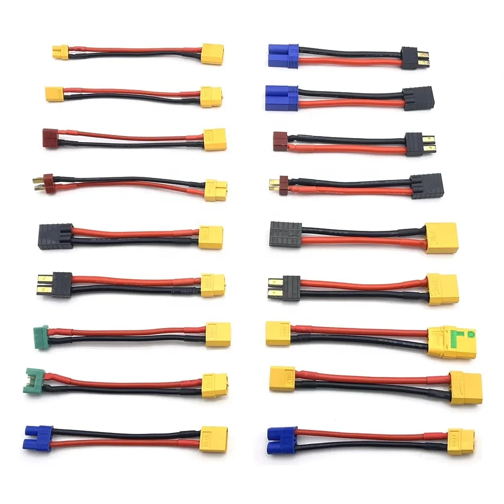 50PCS Amass XT30 XT60 XT90 EC3 EC5 MPX TRX Deans T Plug Female To Male Connector Adapter Wire 12AWG 100mm For RC Lipo Battery