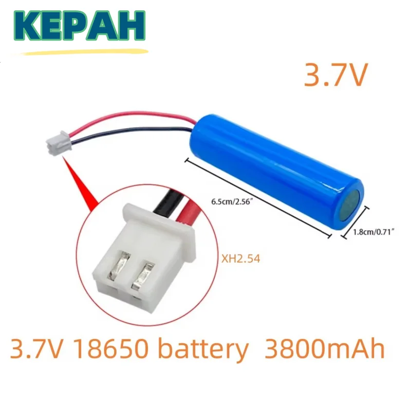 3.7V 18650 lithium ion rechargeable battery with replacement socket emergency lighting xh2.54 line