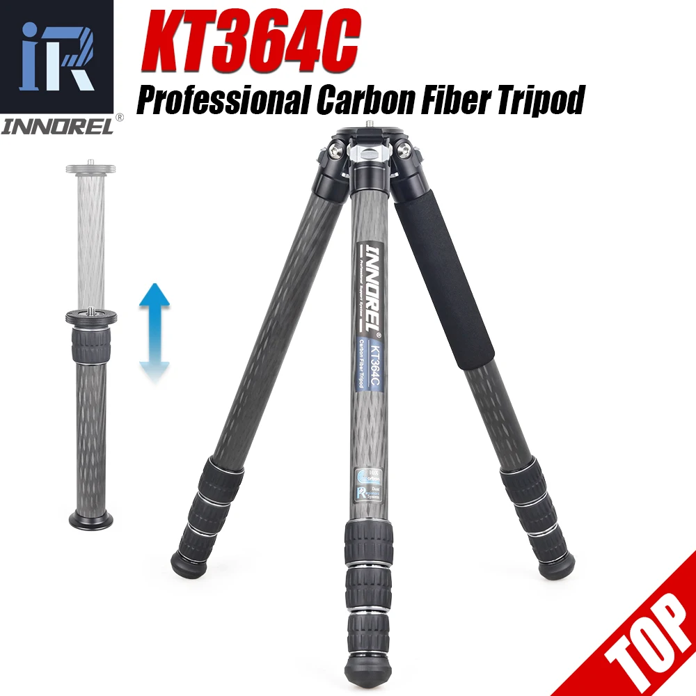 INNOREL KT364C Compact 10-Layer Carbon Fiber Camera Tripod for Digital DSLR Video Camcorder Heavy Duty Camera Stand Load 30kg