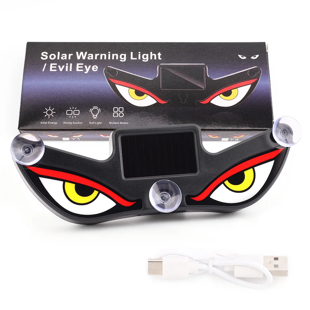 Solar Powered Car Neon Light Wireless Cool DEMON EYE Led Ambient Light Suction Cup USB Rechargeable Atmosphere Breathing Lamp
