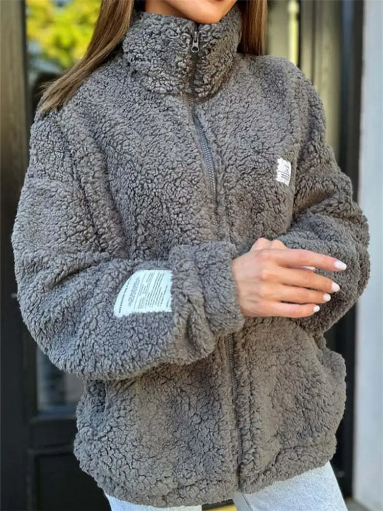 Зимний плюшевый свитер 2025 года, женская пушистая флисовая куртка, осенняя теплая уличная одежда, большие размеры 3XL, кардиган на молнии, свободные нечеткие топы