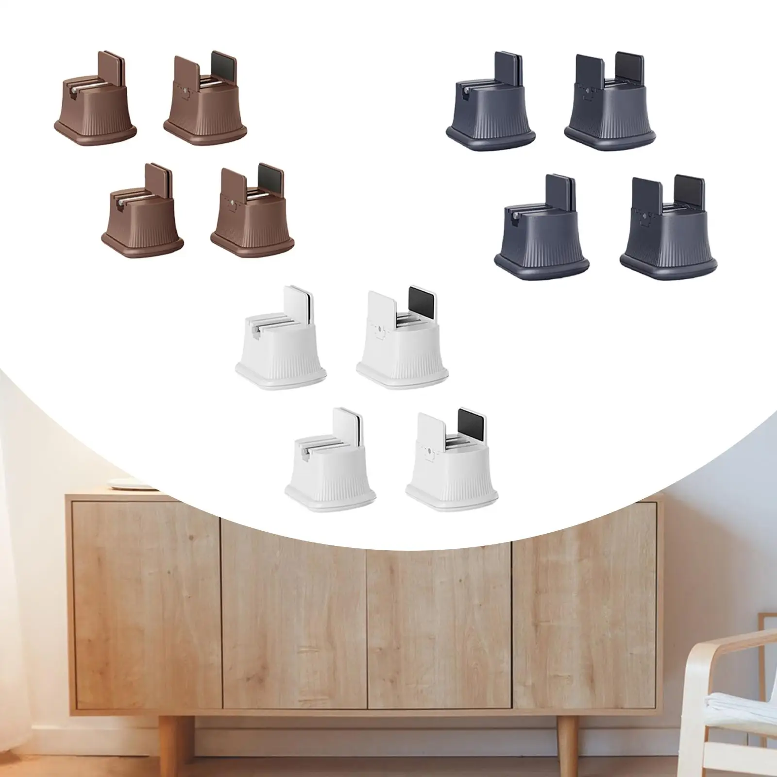 

4x Bed Risers Floor Protector Portable Height Extenders for Bed Cabinet Home