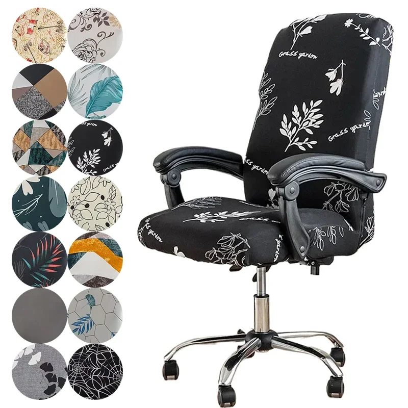 

1PC Geometric Printed Office Chair Cover Stretch Spandex Gaming Armrest Chairs Slipcovers Elastic Rotating Seat Protector Case