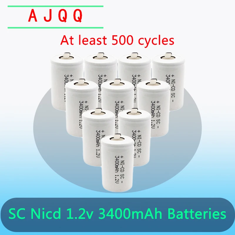 1.2V 3400mah SC NI-CD Rechargeable Battery 22420 Sub C  Cell with Welding Tabs for Electric Drill Screwdriver