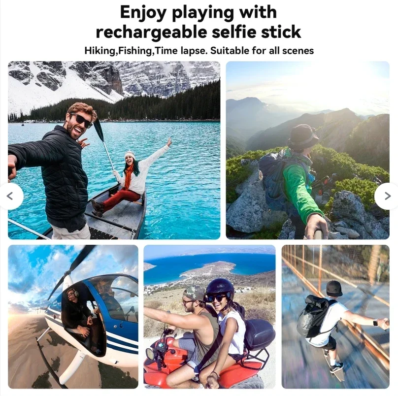 TELESIN перезаряжаемая селфи-палка для телефона Gopro Hero 13 12 11 10 9 DJI OSMO Action 4 3 Insta360 аккумуляторные Моноподы большой емкости