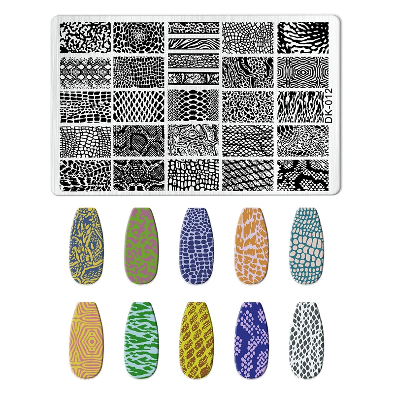 Animal Image Snake Leopard Nail Stamping Tiger Zebra Leopard Snake Design Printing Plates Nails Art Stencil Stamp Tools DK 01-45