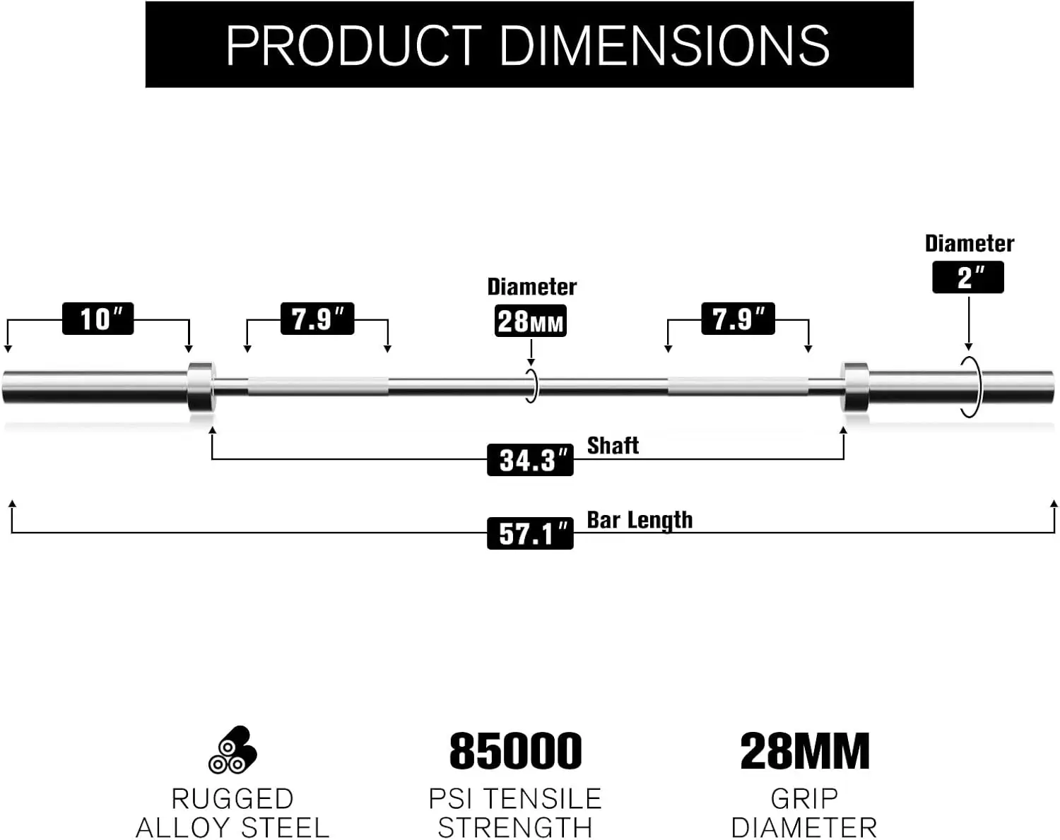 4.8ft barbell pro pevnost a vzpírání tvoření - 2 palec pult pro dřepat, deadlift, kroutit se, lavice tiskový, paušální pres