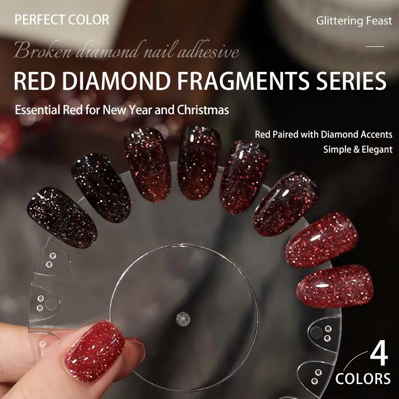PERFECT COLOR Red Glitter Nail Polish 12ml Glitter Gel Nail Polish Christmas Nail Polish Dark Red Nail Polish 4 Colors,Home DIY