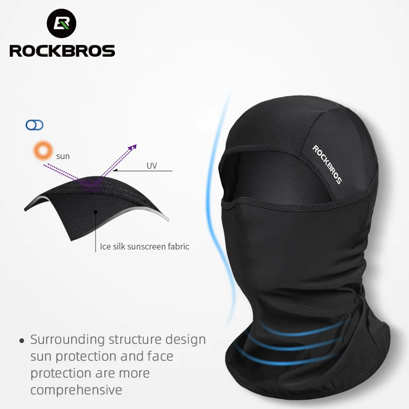 ROCKBROS Cool Motorcycle Mask Balaclava Summer Anti-UV Full Face Cover Ice Silk Breathable Motorcyclist Caps Cycling Helmet Mask