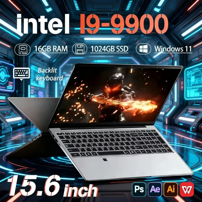 

120Hz FHD IPS Display 15.6 Inch Notebook Intel Core i9-9900 32GB RAM 2TB SSD Backlit Keyboard Stable Long Battery Life