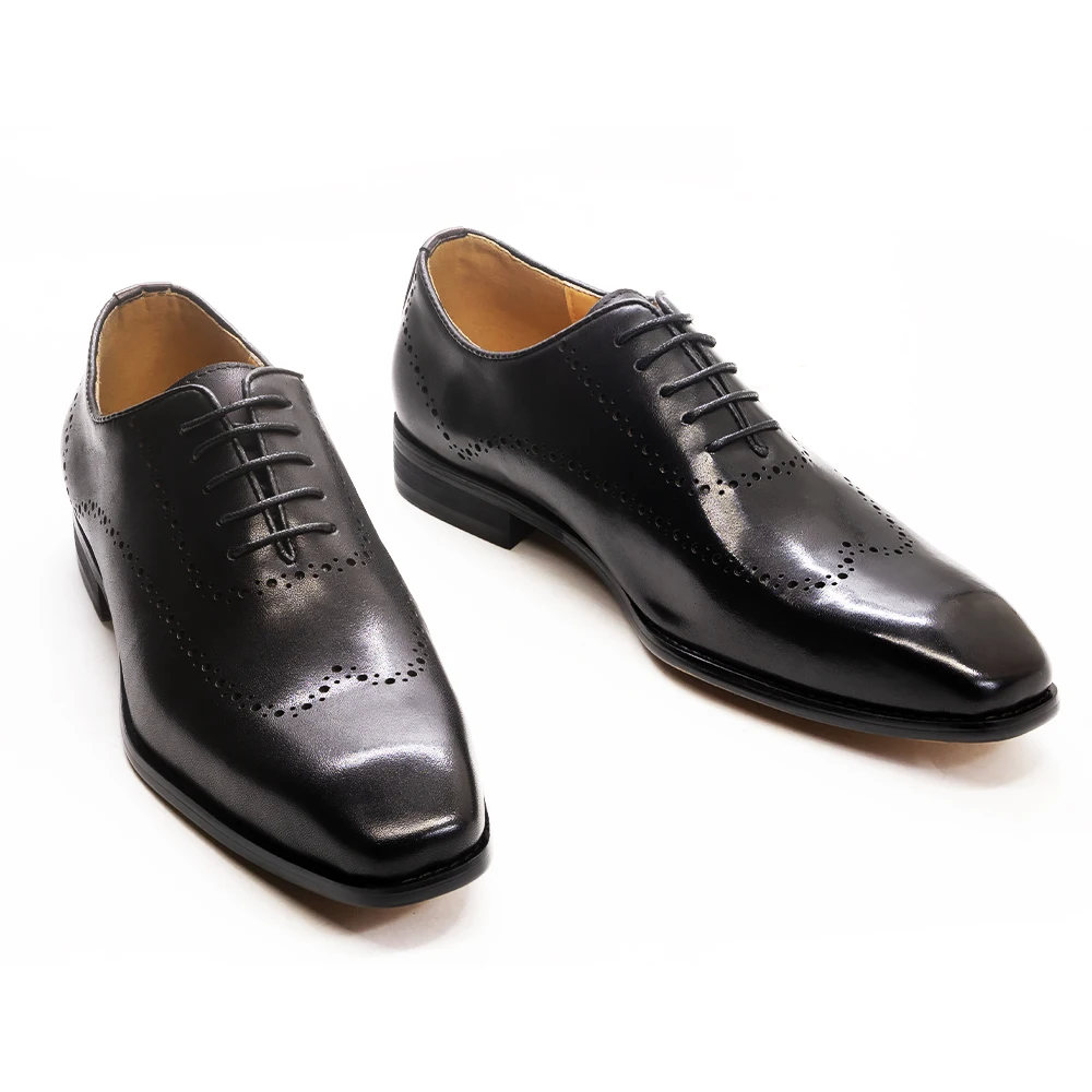 Luxury Italian Formal Shoes Men\'s Oxford Genuine Leather Brogue Fashion Wing Tip Black Lace Up Wedding Office Dress Shoe for Men