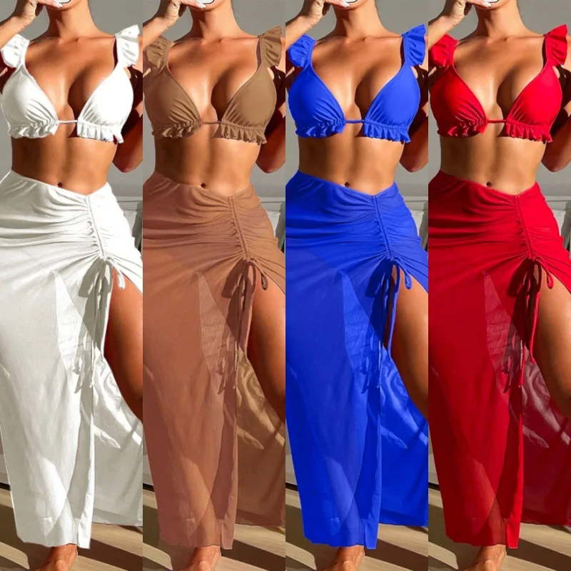 

Three-piece Split Bikini Swimsuit Foreign Trade New Dress Bikini Swimsuit Women Bathing Suit Traf Swimwear Vestidos Baño