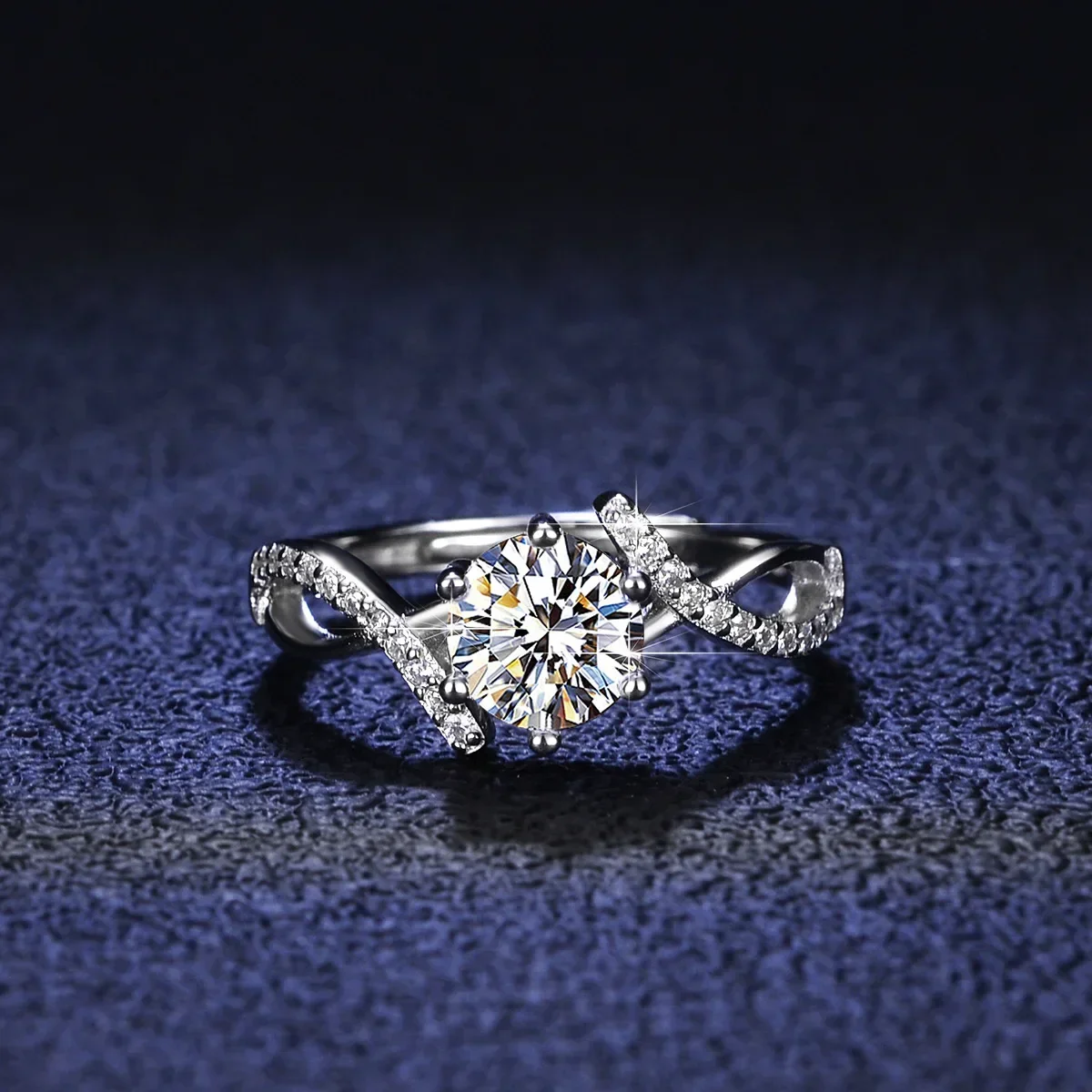 

Модное кольцо с платиновым муассанитом PT950 и бриллиантом для нее, любви — переплетенное, регулируемое