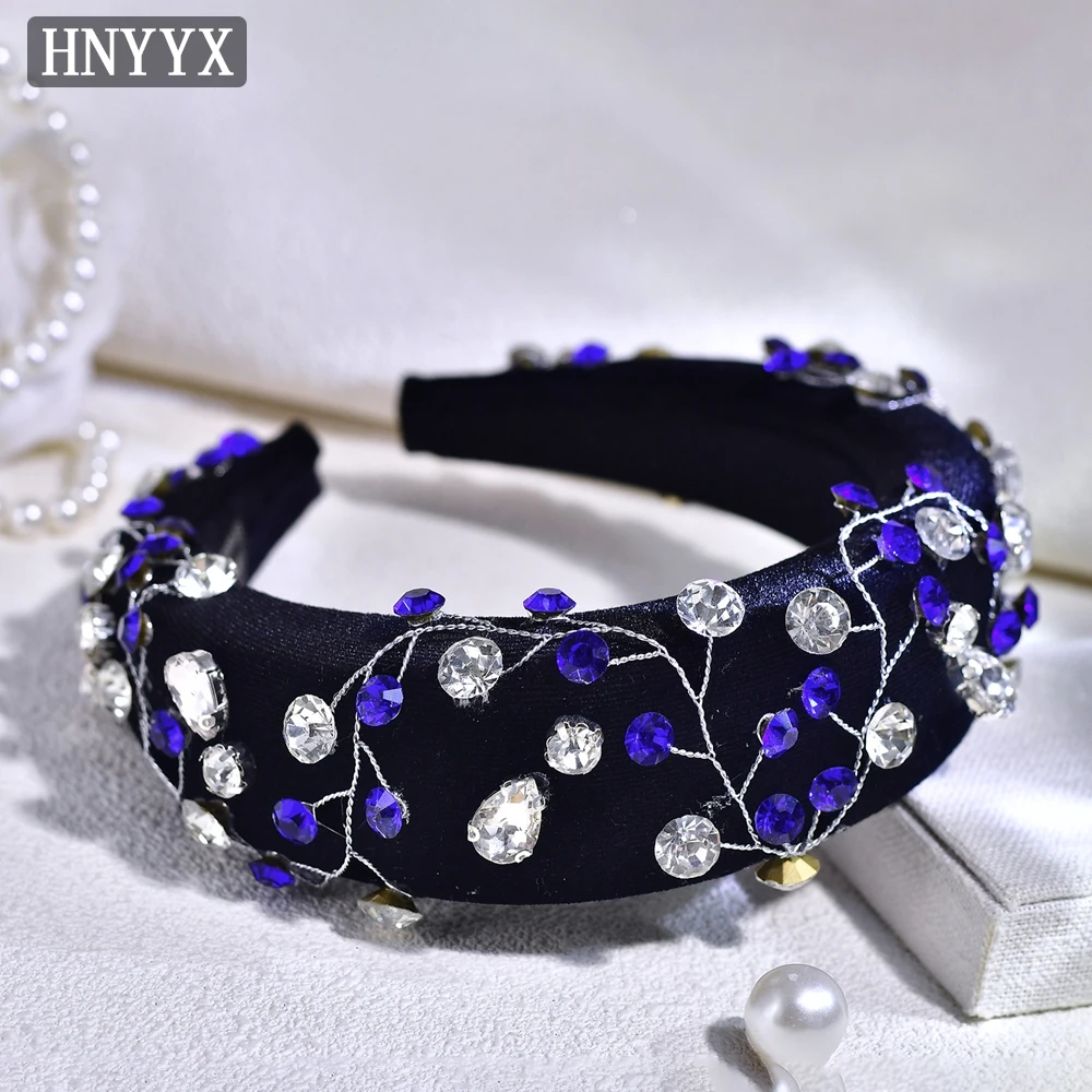 HNYYX Retro Luxury Hairband Fashion Baroque Rhinestone Sponge Headband Women's Exquisite Hair Accessories Party Headpiece A267