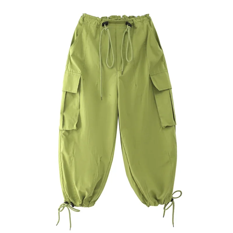 Kids Hip Hop Clothing Green Tops Streetwear Harajuku Jogger Tactical Cargo Pants for Girls Boys Dance Costume Clothes