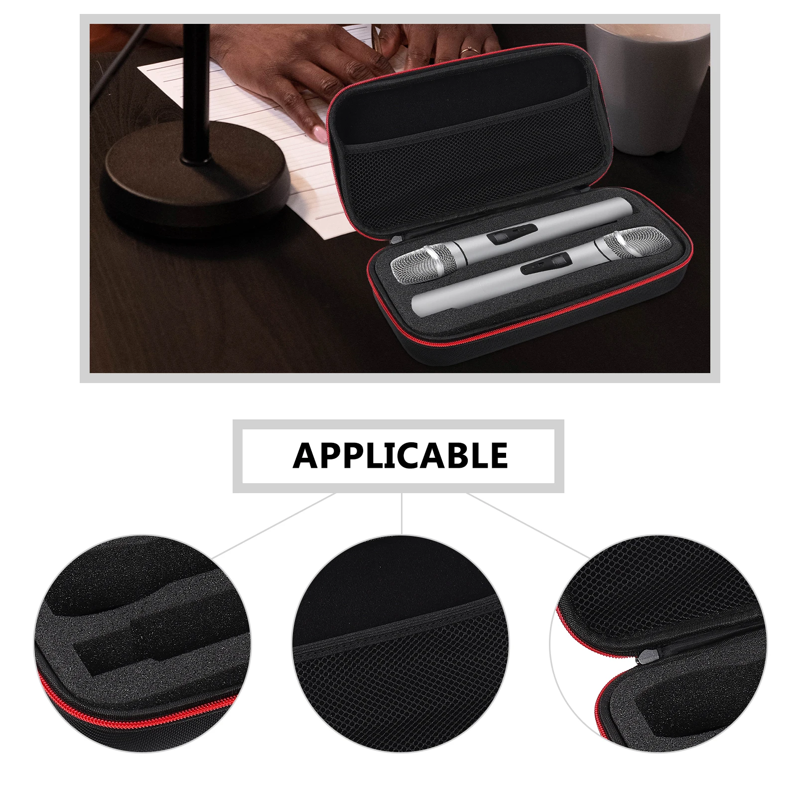 

Microphone Storage Bag Protective EVA Cotton Case Durable Lightweight Compact Size Anti Scratch Design Long Service Life