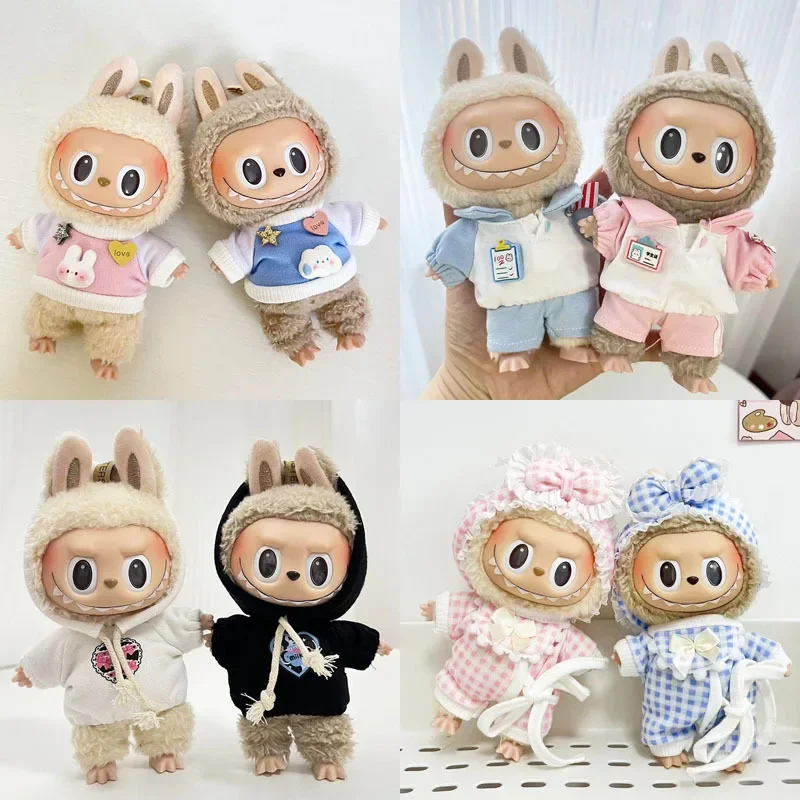 Mini vêtements en peluche pour poupées Labubu Idol, tenue mignonne, accessoires de couple, cadeau, 17cm