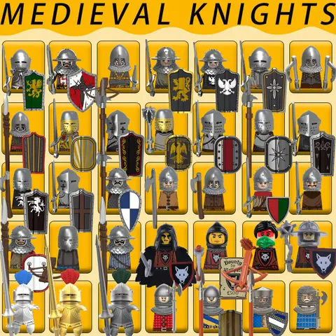 Medieval Knight Series Building Blocks Military Wolf Militia Crossbowman Lancer Black Eagle Warrior Soldier Figures Bricks Toys