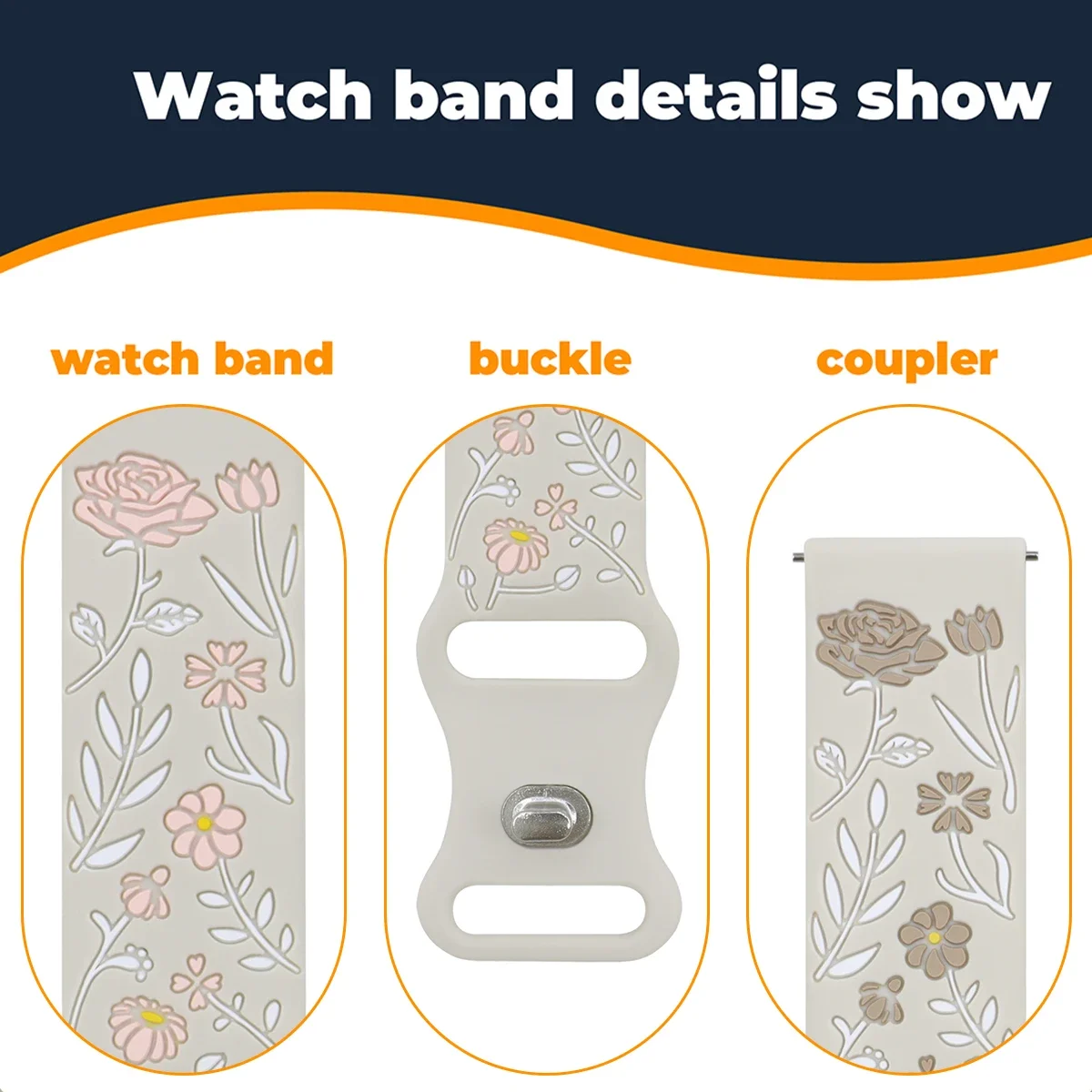 18mm 20mm 22mm Watch Strap For Garmin Venu 3/3s/2/2s Samsung Galaxy Watch 7654 40mm 44mm Engraved Silicone Business Strap huawei
