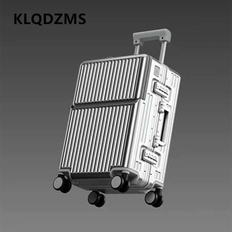 KLQDZMS Suitcase New Front Opening Laptop Boarding Case Aluminum Frame Trolley Case 20