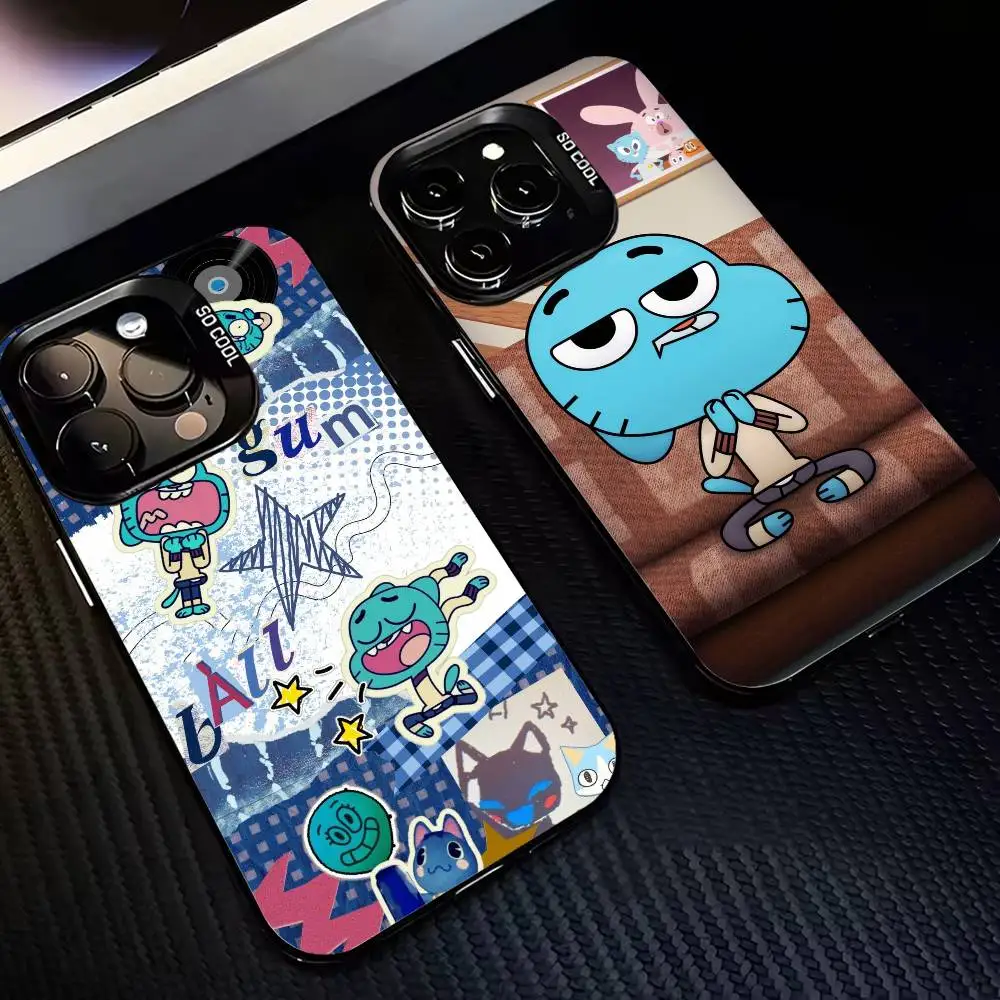 

A-Amazing World of G-Gumball Phone Case For iPhone17,16,15,14,13,12,11,Pro,MAX Gray Matte Silicone Black Cover