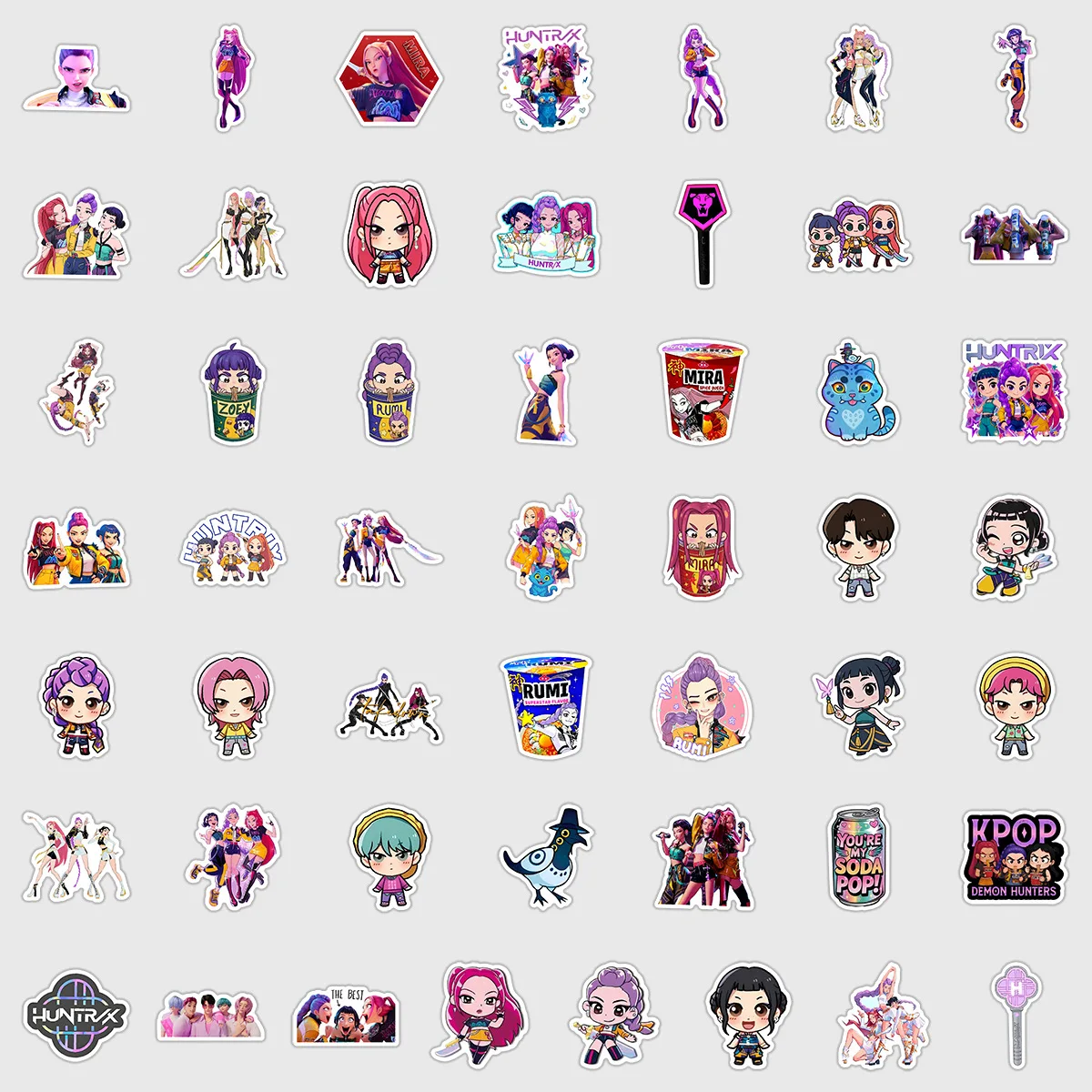 50pcs/set K-POP Stickers Anime Cartoon Water Cup Mobile Phone Waterproof Decorative PVC Stickers