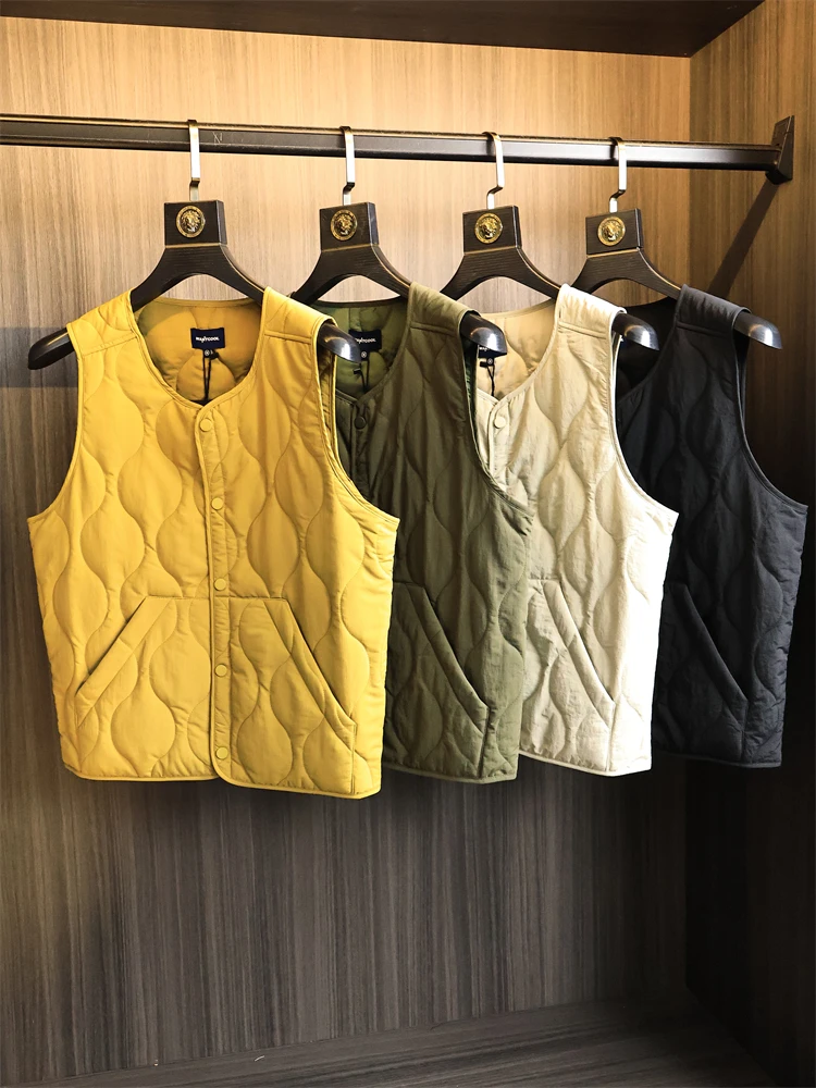 

Retro Mountain Series Men's Tee-Proof Fabric Gourd Stitching Cotton Jaet Collarl Vest Outerwear Faionable Urban Sle