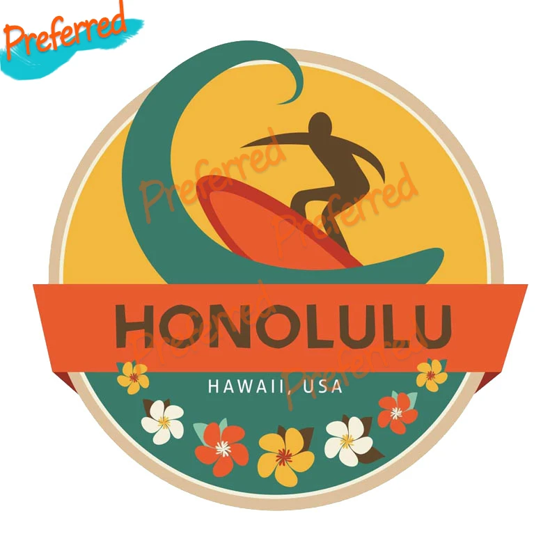 

Fashion Creative Car Sticker Surfing Honolulu Hawaii USA Flag Accessories PVC Decal for Mazda 6 206 Land Rover