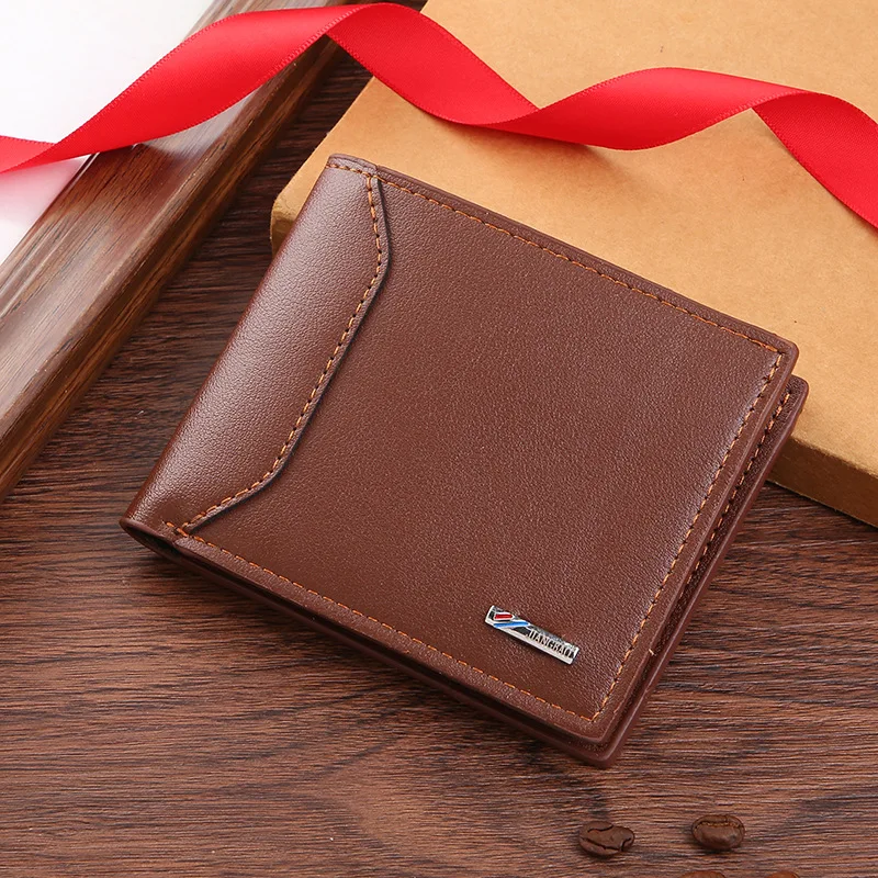 Heren Portemonnee, Heren Korte Stijl Billfold, Heren Jeugd Multi Card Modieuze Splitsing Casual Dunne Zachte Geld Tas