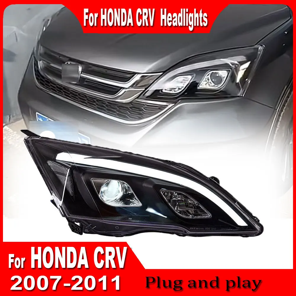 Pair Car Lights for Honda CR-V LED Headlight 2007 2008 2009 2010 2011 CRV Head Lamp Drl Projector Lens Automotive Accessories