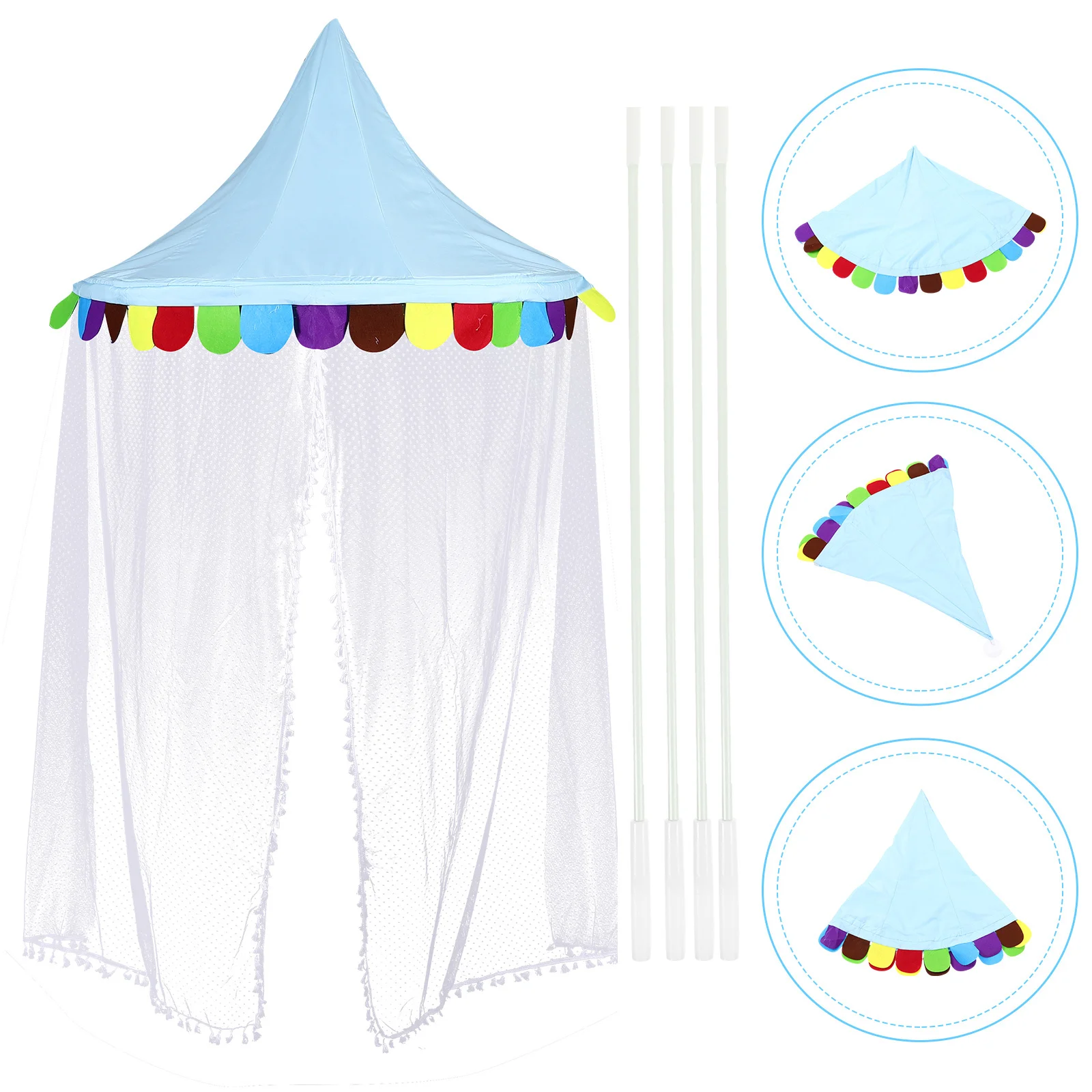 مظلة سرير للأطفال الصغار، شبكة ناموسية نصف دائرية، ستارة شاش للأطفال خفيفة الوزن قابلة للتنفس