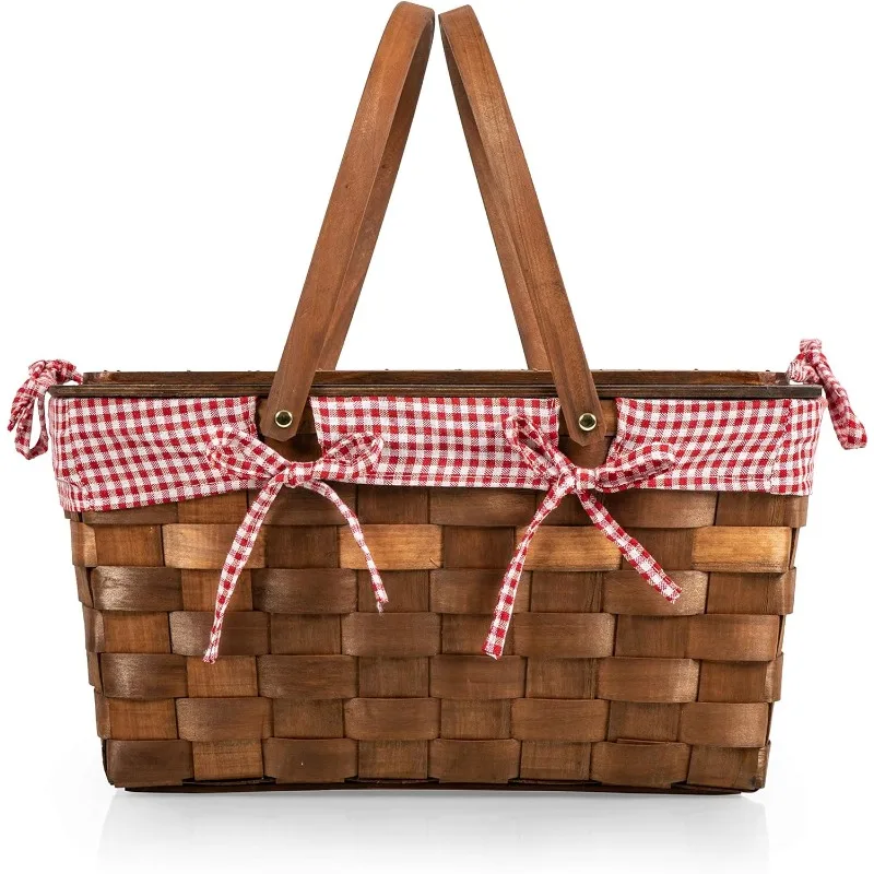 Handgewebter Picknickkorb aus Holz