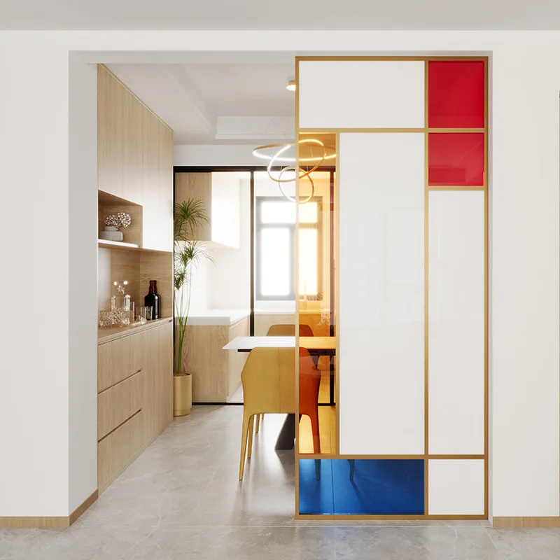 Nordic stainless steel screen entrance door living room partition wall acrylic