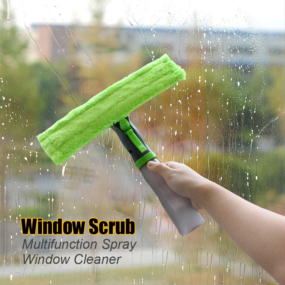 Mikrofaser-Tuch-Pad-Set, 3-in-1, Glaskratzer, Wischer, Spray, Schaber, Bürste, Wasserspray, Fensterreiniger