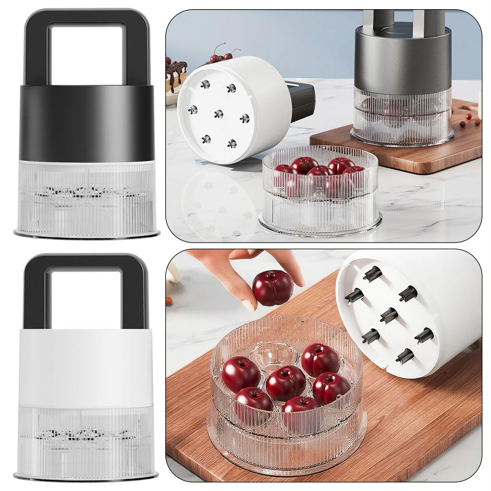 Press Type Fruit Corer,Portable Push Down Cherry Corer,Large Capacity Multifunctional Fruit Corer,For Home Kitchen Essential