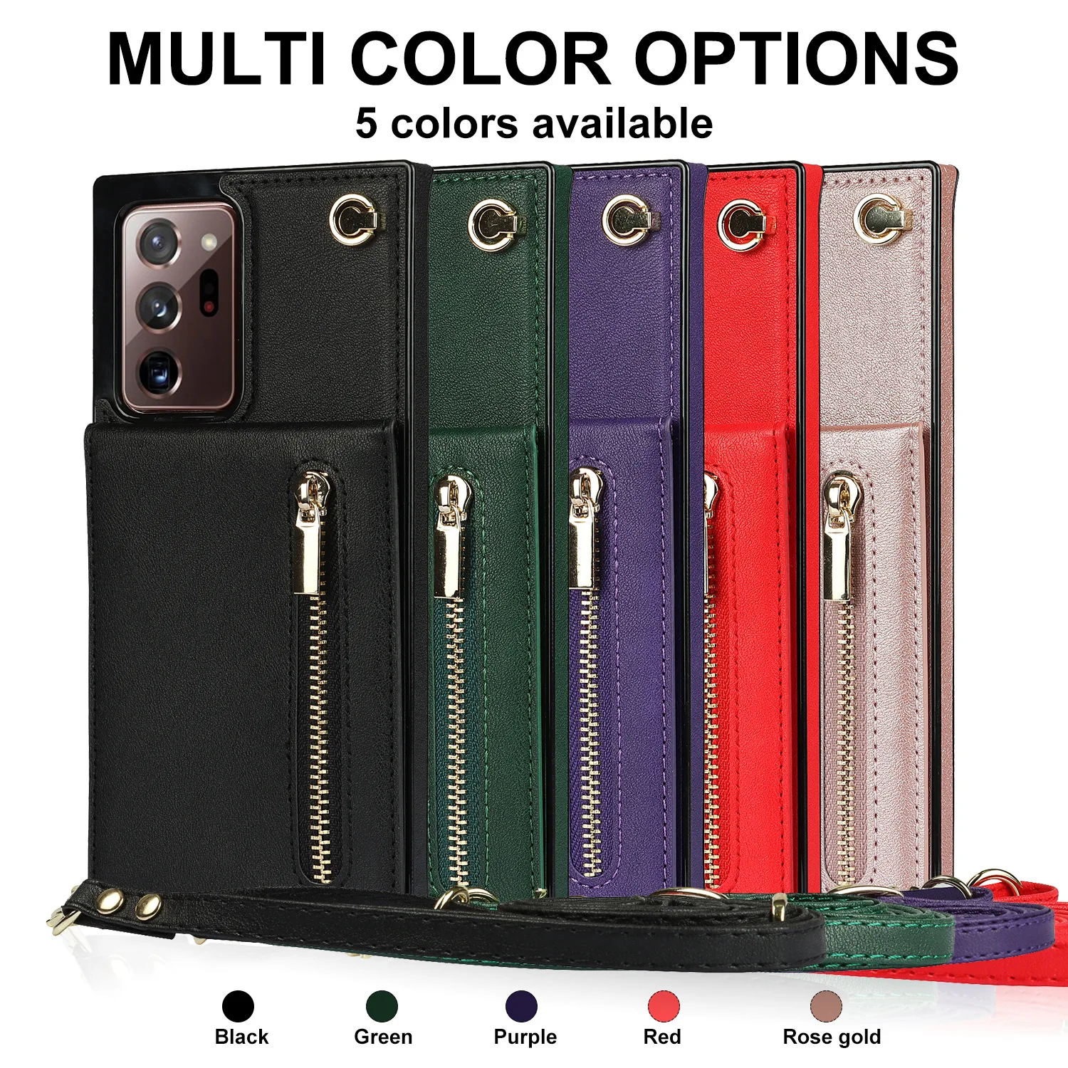 

Case for Samsung Galaxy S23/S22, Magnetic Flip Folio Wallet Case, PU Leather Zipper Back Cover with Detachable Lanyard Strap