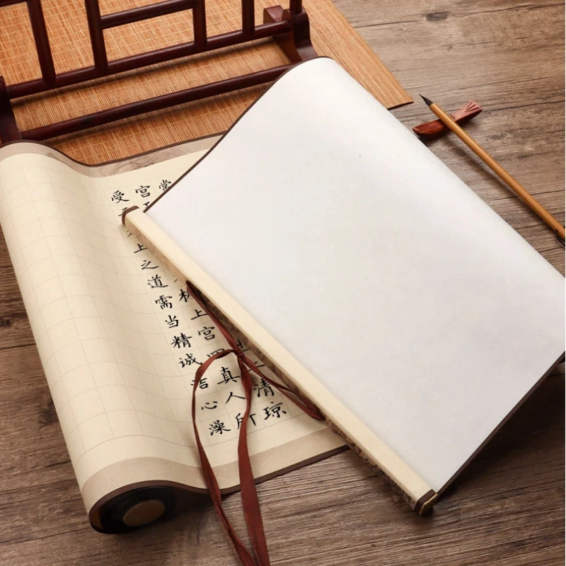 Blank Grid Maturation Xuan Paper Hanging Scroll Ling Fei Jing Regular Script Brush Handwriting Chinese Calligraphy Rice Paper