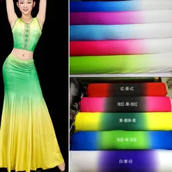 Ombre Spandex 4 Way Stretchy Fabric Gradient Dropping Glossy Cosplay Dancing Dress Latin Clothing