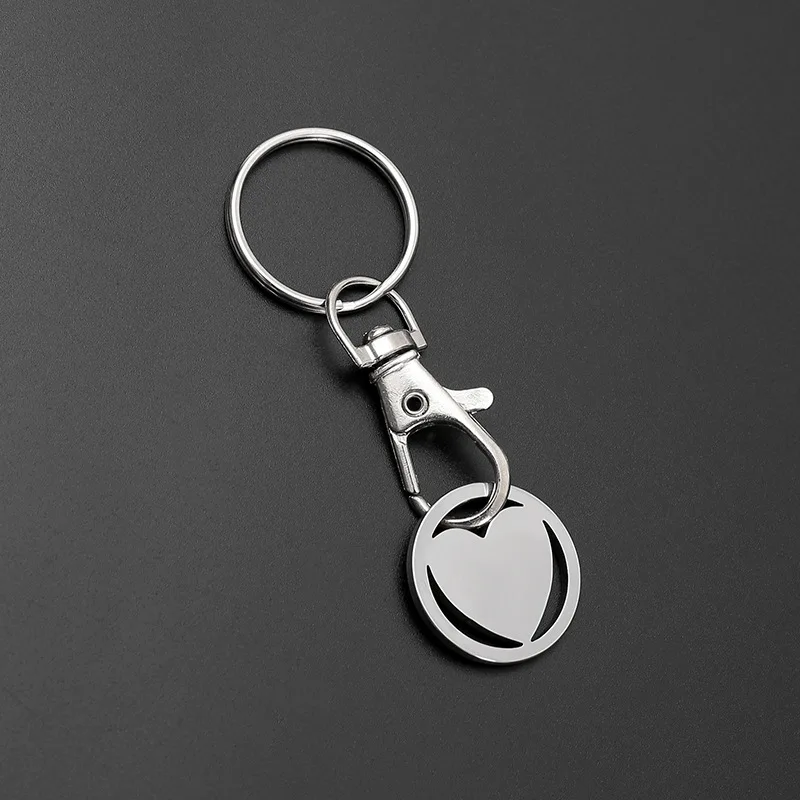 keychain penny Shopping Chip Key Chains Removable Shopping Trolley Token Lucky Charm Key Ring Stainless Shopping Trolley Opener